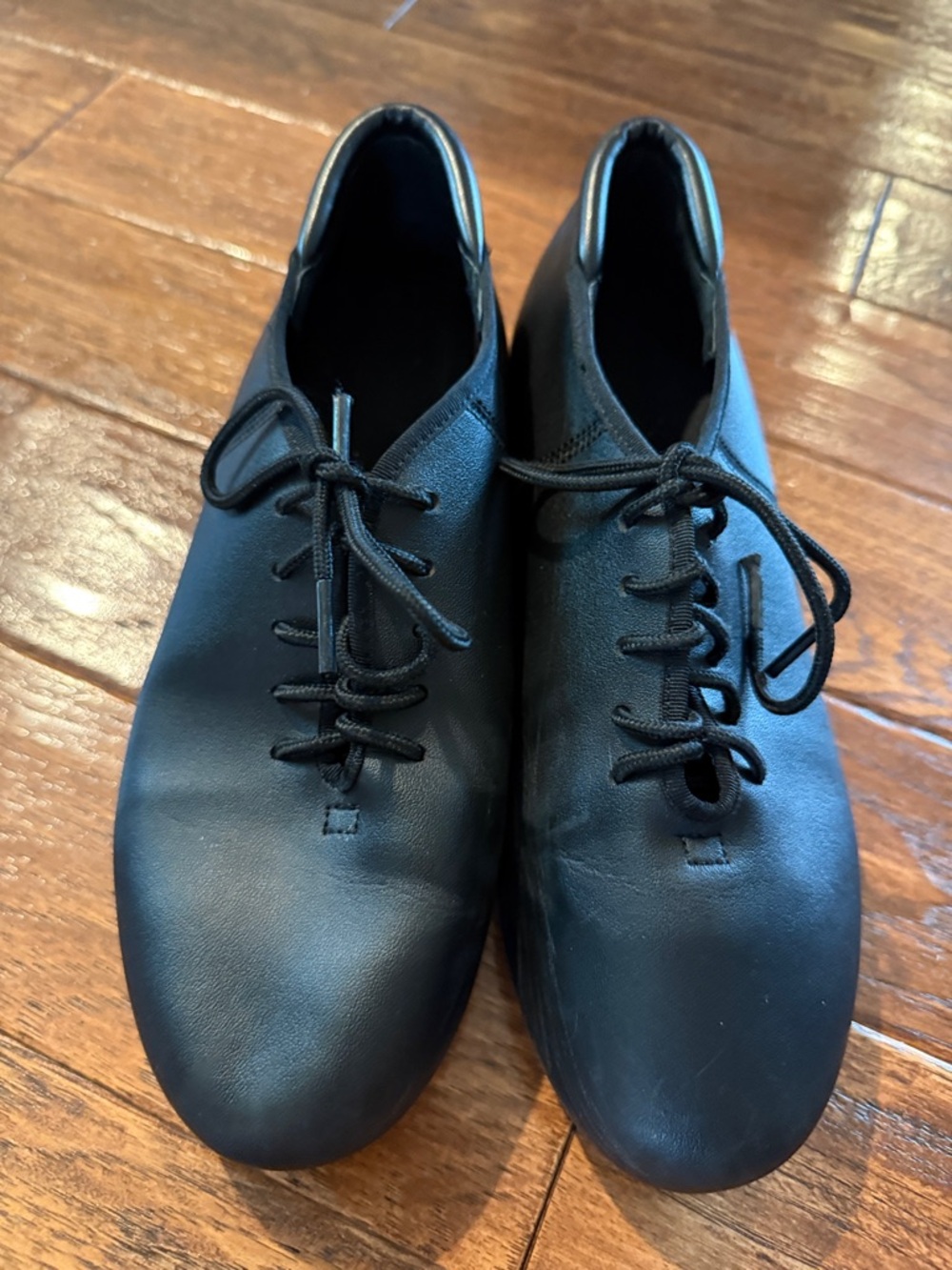 Theatricals Black Leather Lace-Up Dance Tap Shoes- 7